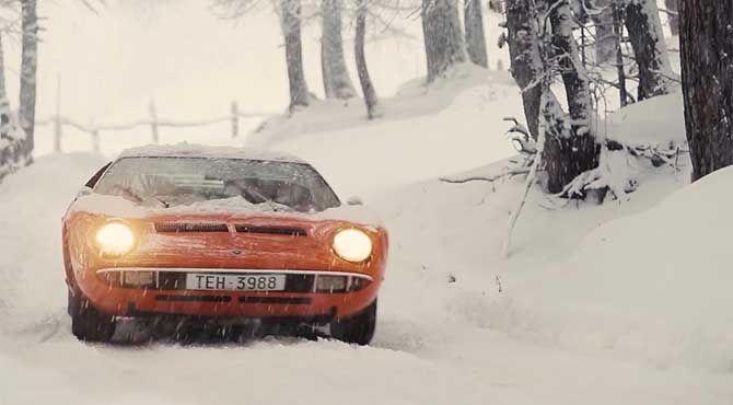 lamborghini miura na snegu